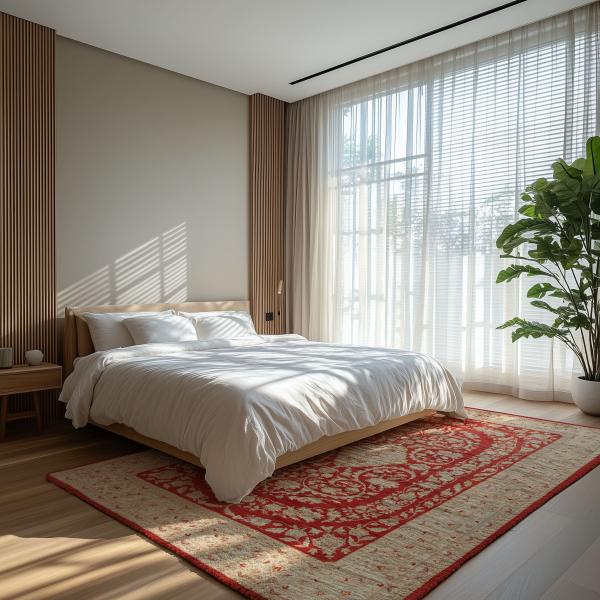 Piros Életfa szőnyeg a hálószobában